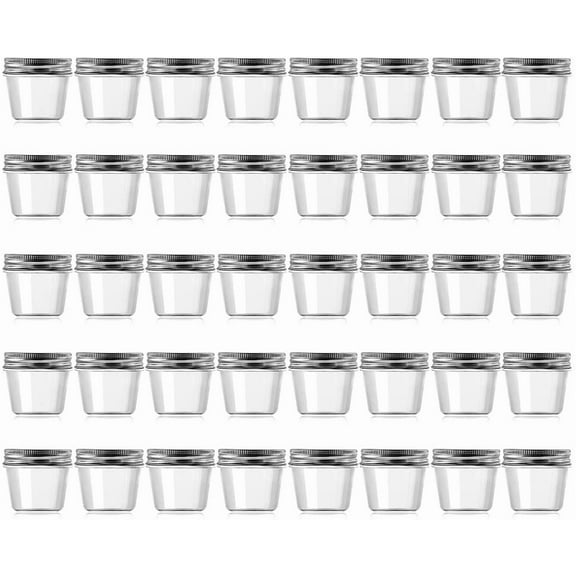 4 Ounce Clear Plastic Jars Containers With Screw On Lids - Refillable Round Empty Plastic Slime Storage Containers for Kitchen & Household Storage - BPA Free (40 Pack)