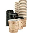 thumbnail image 1 of 4 Ounce Disposable Espresso Paper Hot Cups with Black Lids - 50 sets - Print - Small Portion Sample Shots, 1 of 7