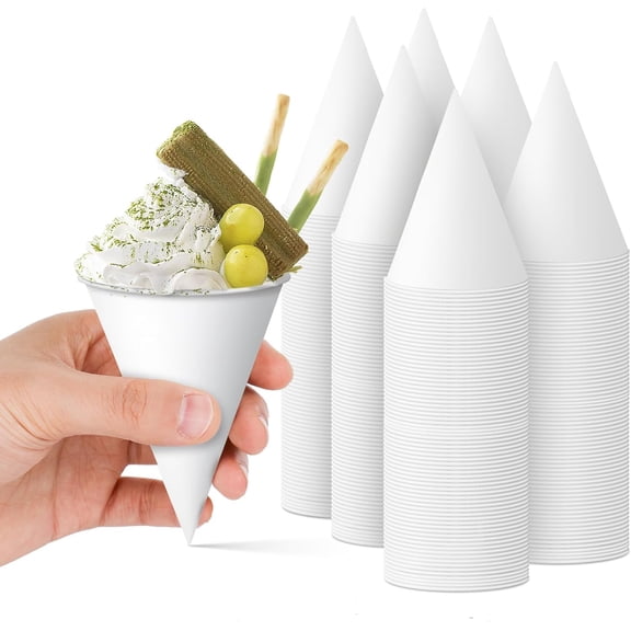 4 Ounce Disposable White Paper Snow Cone Cups Wax Coated Leakproof