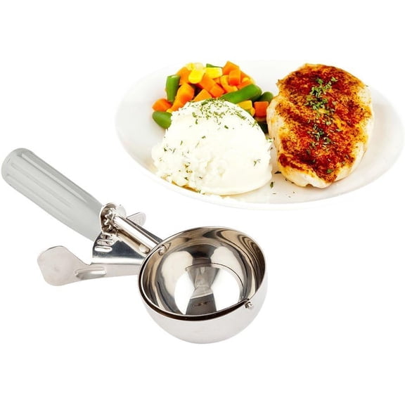 4 Ounce Portion Scoop, 1 Trigger Release Stainless Steel Cookie Scoop - With Gray Handle, Stainless Steel Disher, For Portion Control, Cookie Dough, Cupcake Batter, Or Ice Cream