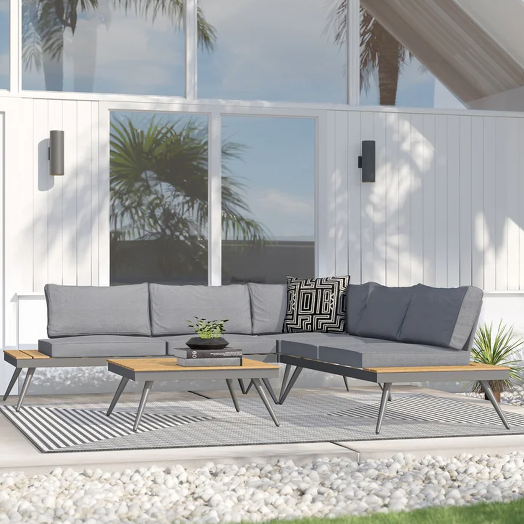 4 Outdoor Seating With Cushions. Midcentury Modern Sectional — free download