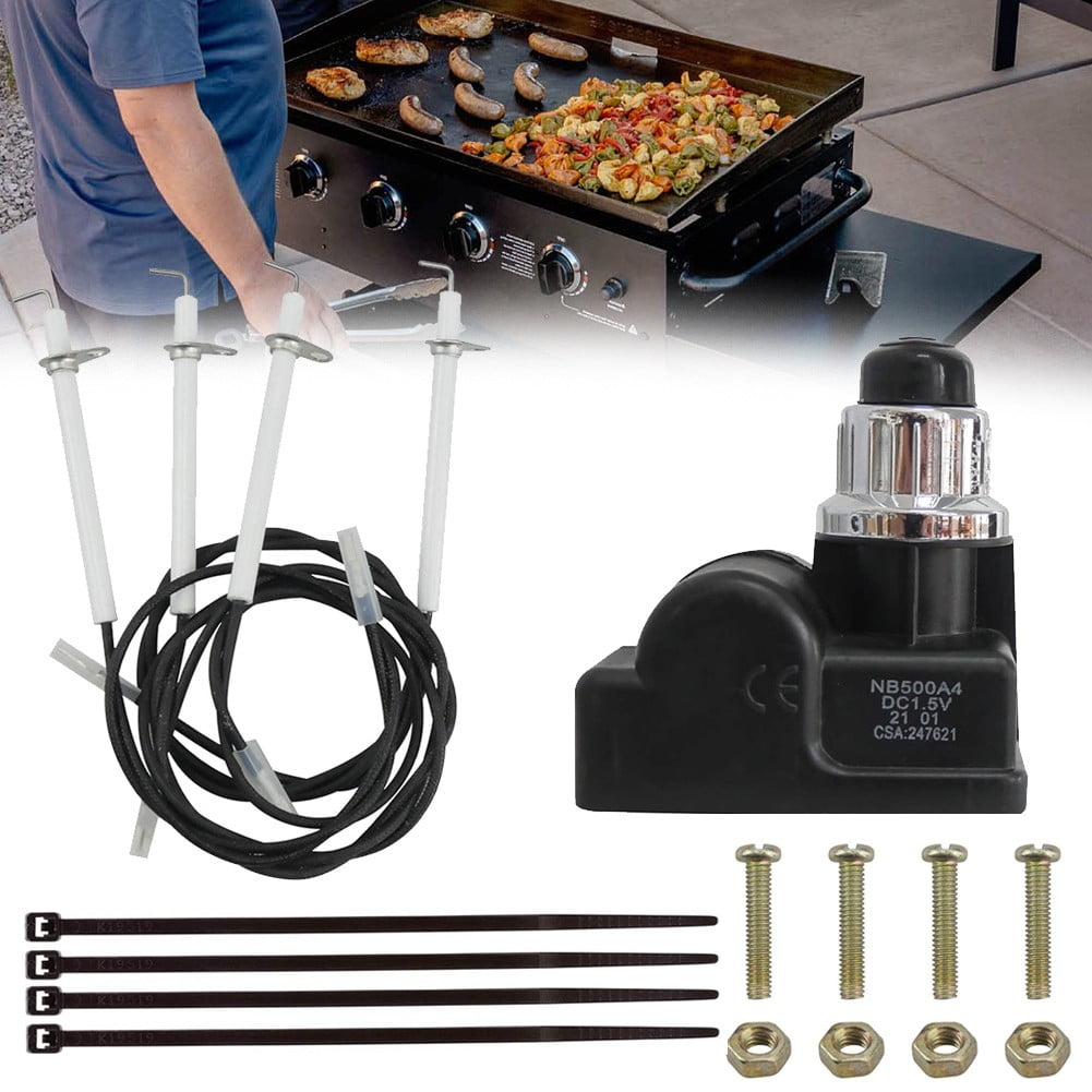 4 Outlet Electronic Grill Igniter for Blackstone 36 inch Griddle, Universal AA Battery Cover Spark Igniter Replacement Kit