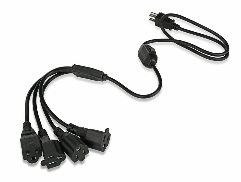 4Outlet Extension Cord Splitter, 6’ Foot Long Indoor and Outdoor