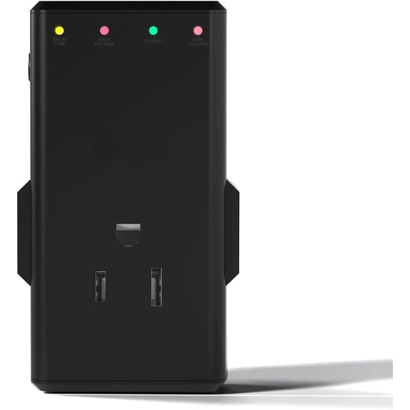 4-Outlet Surge Protector with 350? Rotatable Plug - Protector for Refrigerator,TV, PC and Appliance, Light Indicators, Overload Protection, Space-Saving, 15A, 120V, Black, 1 Pack