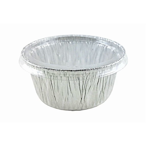 4 Oz. Aluminum Foil Cup W/Clear Plastic Lid 10Pk -Utility/Cupcake/Ramekin/Muffin
