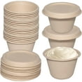 thumbnail image 1 of 4 Oz Compostable Souffle Portion Cups with Fiber Lids - Condiment Paper Sample Cup with Lid Sugarcane Bagasse, Biodegradable Great For Sauces, Condiments, Slime, Jello Shot, Food Storage (100), 1 of 7