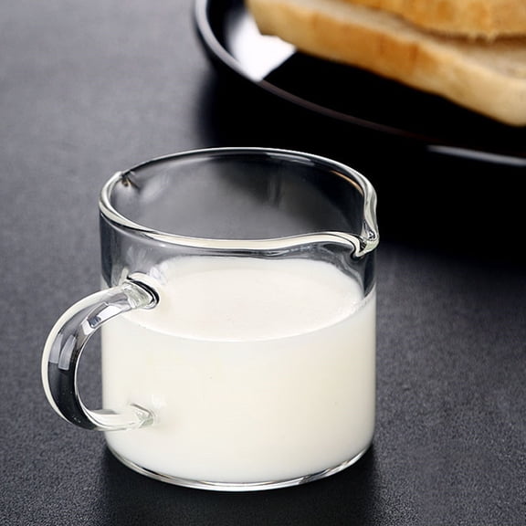 Shot Glass Cup Double Spouts Milk Cup with Pouring Handle Clear Glass Round Beaker for Bar Party Wine Cocktail Drink Milk Shake Coffee