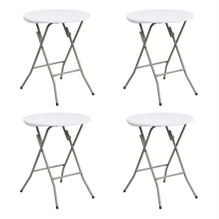 (4 PACK) 24'' Round Granite White Plastic Folding Table - Coffee Table
