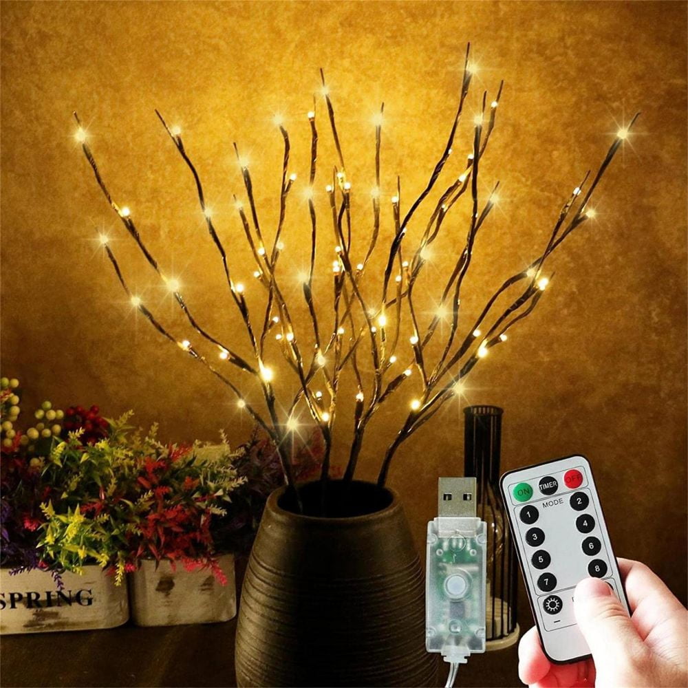 4 PACK 80 LED Lighted Branches Lights, USB Plug in with Remote Control