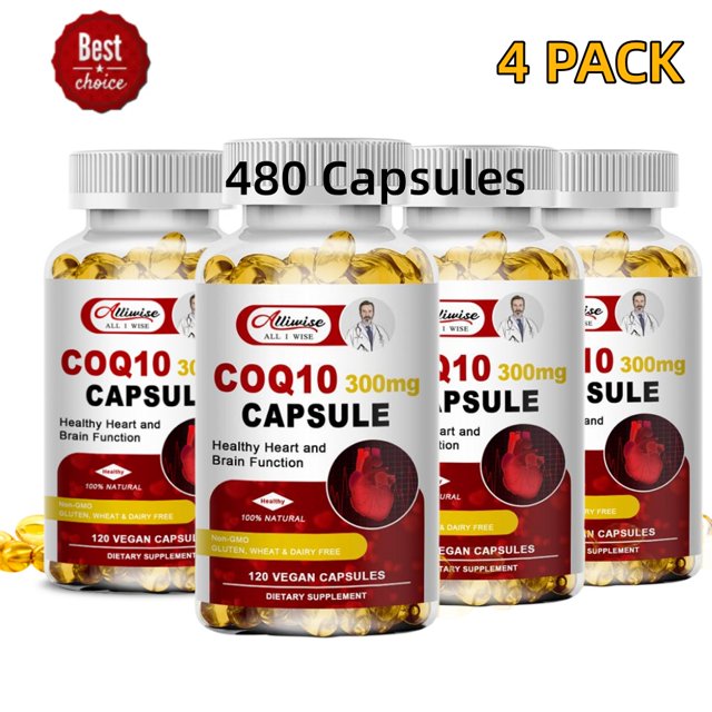 （4 PACK）Alliwise High Absorption Antioxidants CoQ10 300mg 480