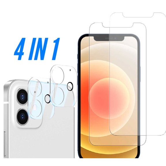 {4 PACK} Apple iPhone 12 (6.1 inch) Tempered Glass with Camera Lens Protector-{4 Pack-Shatter and Scratch Resistant- Compatible for iPhone 12 6.1}