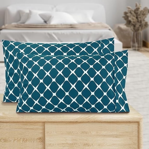 4 PACK Bloomingdale Pillowcase Easy Slip-on King Pillowcase, Turquoise