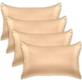 thumbnail image 1 of 4 PACK Cooling Viscose Satin Pillowcase Set with Hidden Zipper closure,Standard/Queen, Champagne, 1 of 7