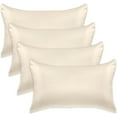thumbnail image 1 of 4-PACK Cooling Viscose Satin Pillowcase Set with Hidden Zipper closure,Standard/Queen, Cream, 1 of 4