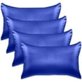 thumbnail image 1 of 4 PACK Cooling Viscose Satin Pillowcase Set with Hidden Zipper closure,Standard/Queen, Royal Blue, 1 of 6