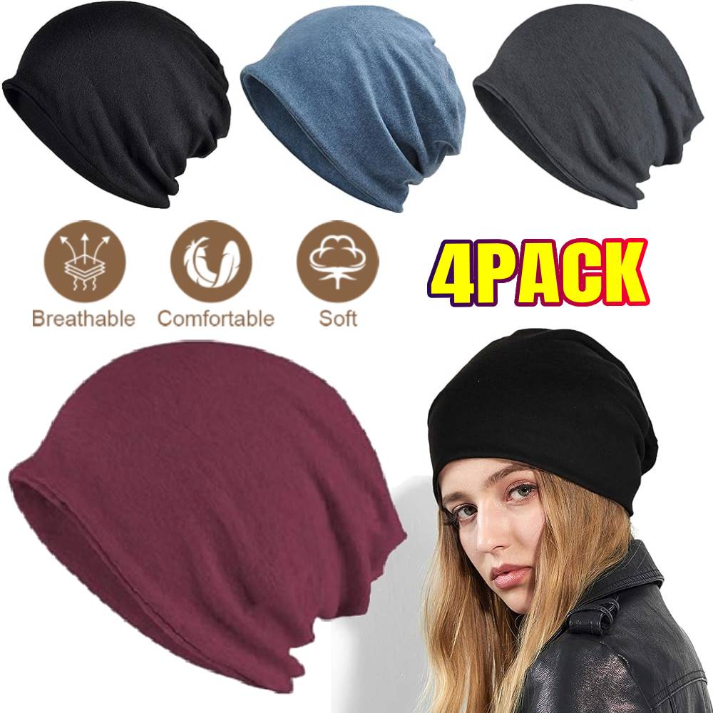4 PACK Cotton Slouchy Beanie Hip-Hop Soft Lightweight  display picture 1