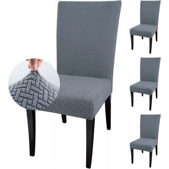 4 PACK Dining Chair Covers Fit Stretch Elastic Universal Washable Anti-dust Parsons Chair Seat Protector Slipcovers for Dining Room, Hotel, Ceremony, Wedding, Party(Gray)