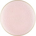 thumbnail image 1 of (4 PACK) EcoQuality 13" inch Round Charger Hammered Translucent Pink Plastic Plates with Gold Rim - China Like Party Plates, Heavy Duty Large Disposable Dinner Salad Plate Weddings, Serveware, 1 of 4