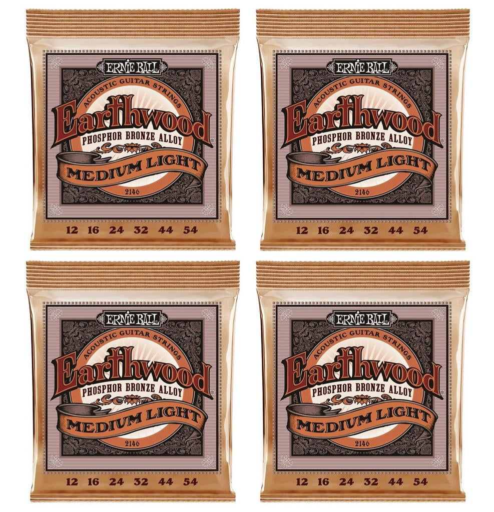 4 PACK Ernie Ball 2146 Acoustic Phosphor Bronze Guitar Strings (12-54)