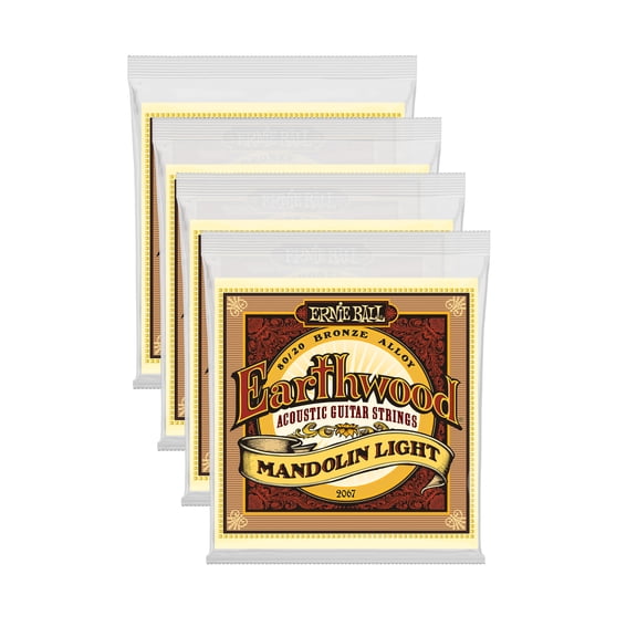 4 PACK Ernie Ball Earthwood Mandolin Light Loop End 80/20 Bronze Strings P02067