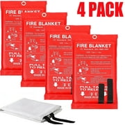 4 PACK FIRE BLANKET Fiberglass Hero Emergency Home Retardant Prepared 39''x39''