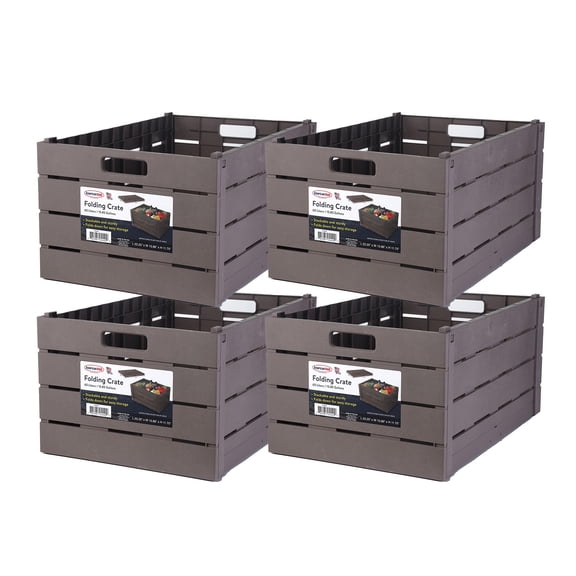 4-PACK FOLDING CRATE - GREY