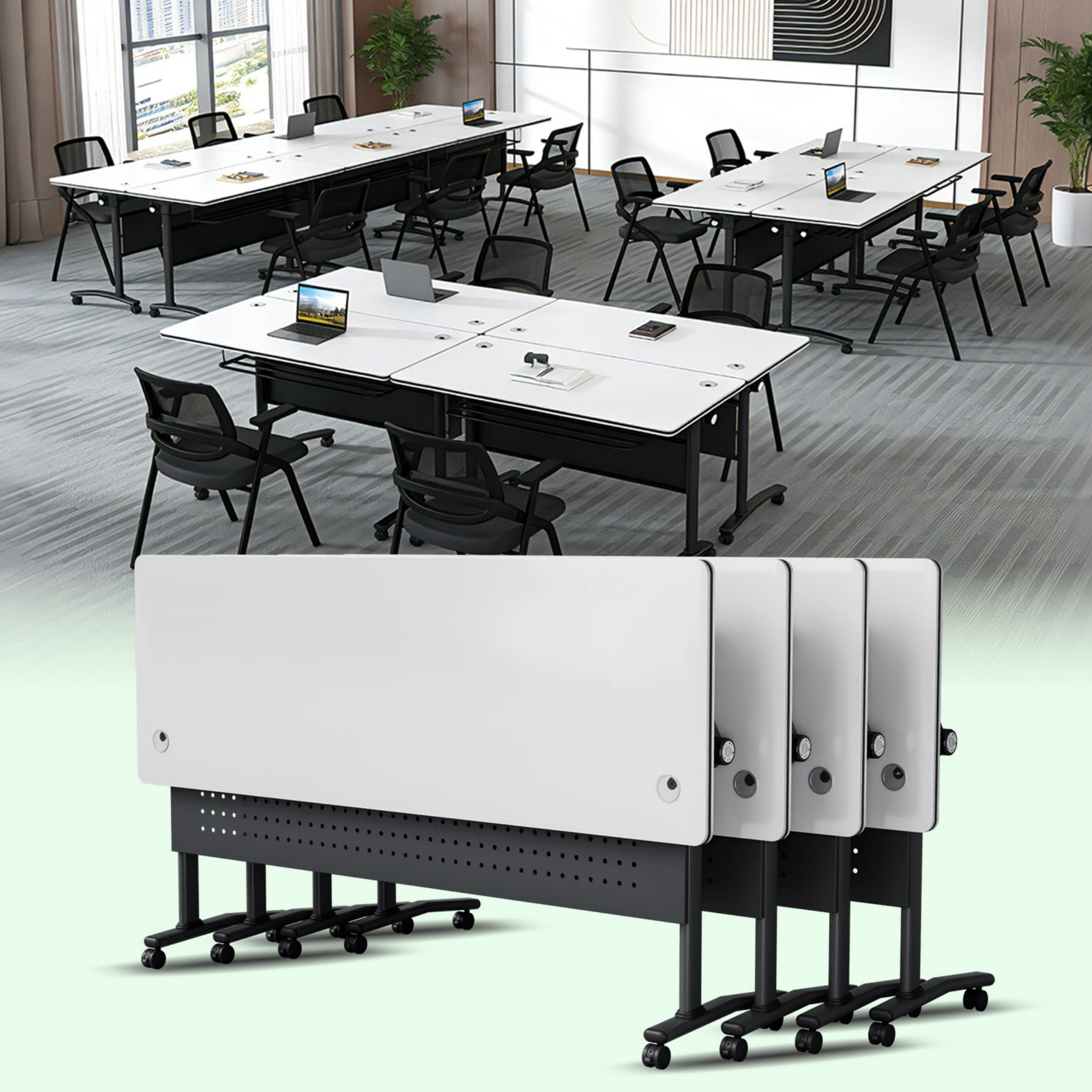 Table Top Enhancer 4 PACK Folding Conference Room Table with Wheels,47.2 IN Modular ...