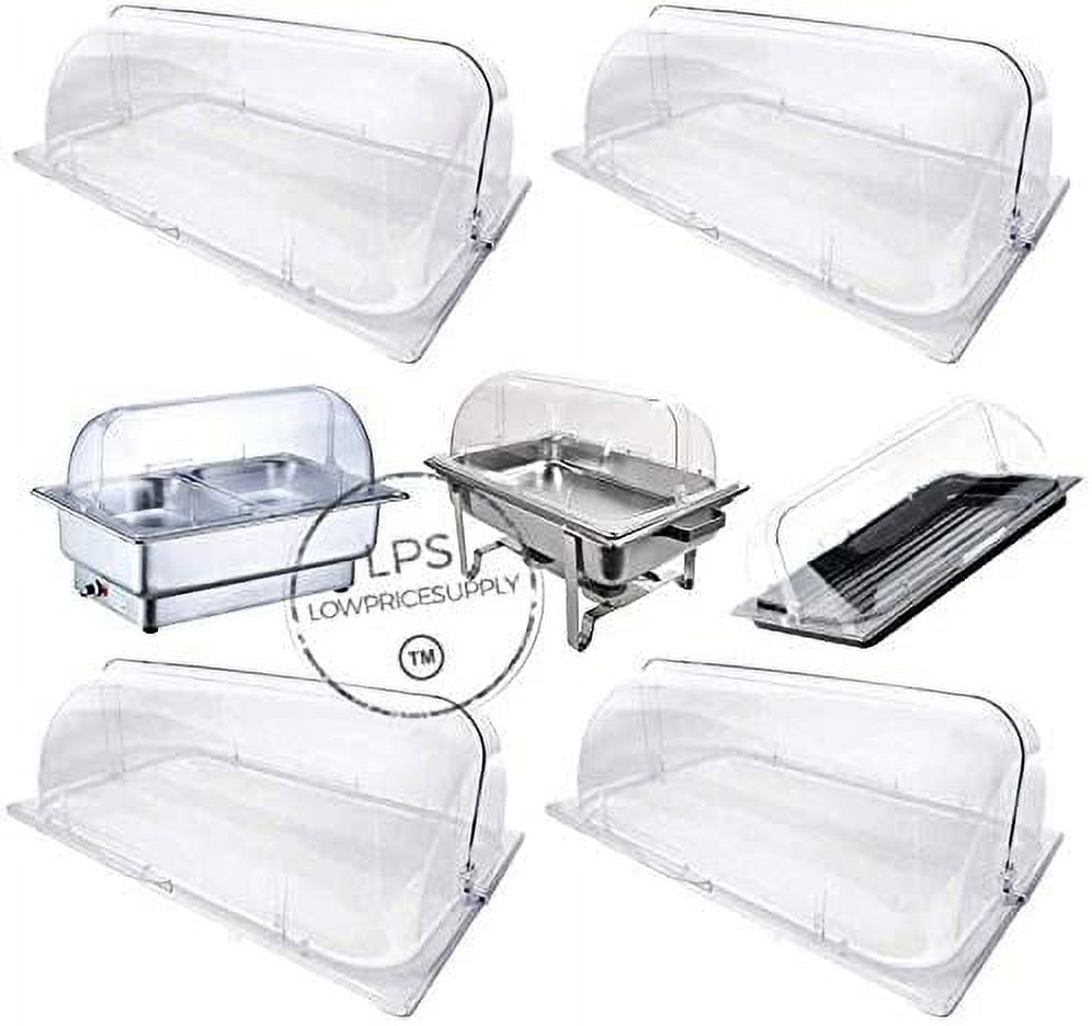 4 PACK Full Size Roll Top Chafing Dish Clear Plastic Pan Display Cover ...