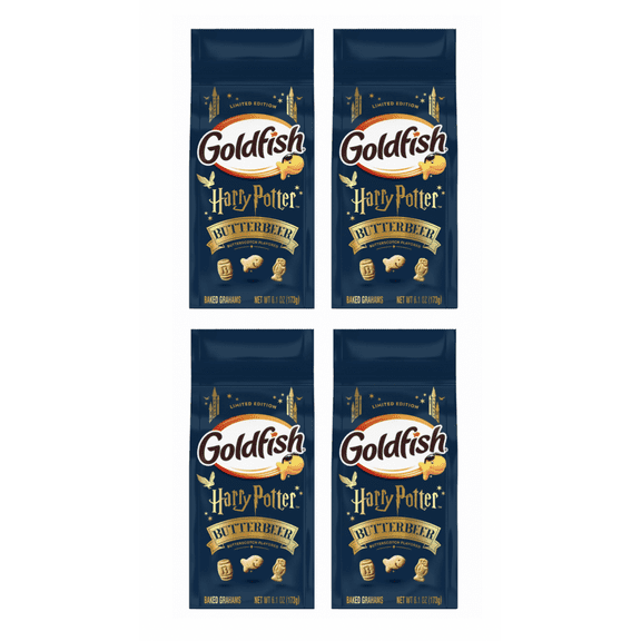 ( 4 PACK ) Goldfish Harry Potter Butterbeer Butterscotch Flavored Baked Grahams, 6.1 oz Bag
