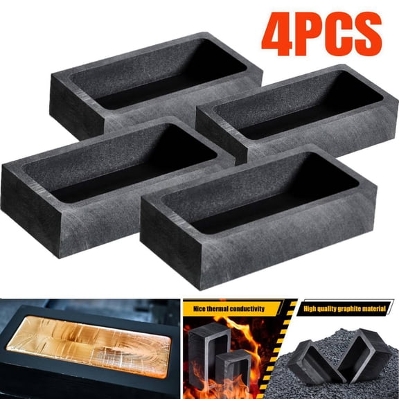4 PACK Graphite Mold, 4 * 2 * 1 inch Metal Casting Crucible Mold for Jewelry Casting Supplies and Aluminum Ingot Mold with Thermal Stability