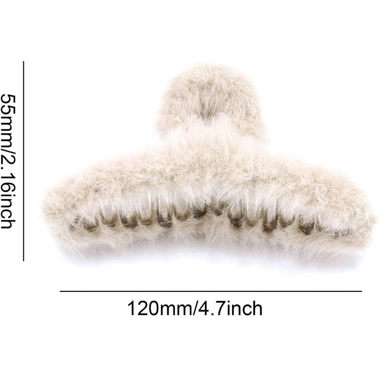 4 PACK Large Faux Fur Hair Claw Clips Plush Hair Catch Barrette