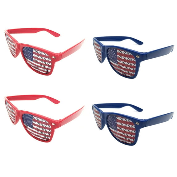 4 PACK Mens Bulk USA American Flag Aviator Sunglasses, 4th of July Patriotic Decorations Independence Day