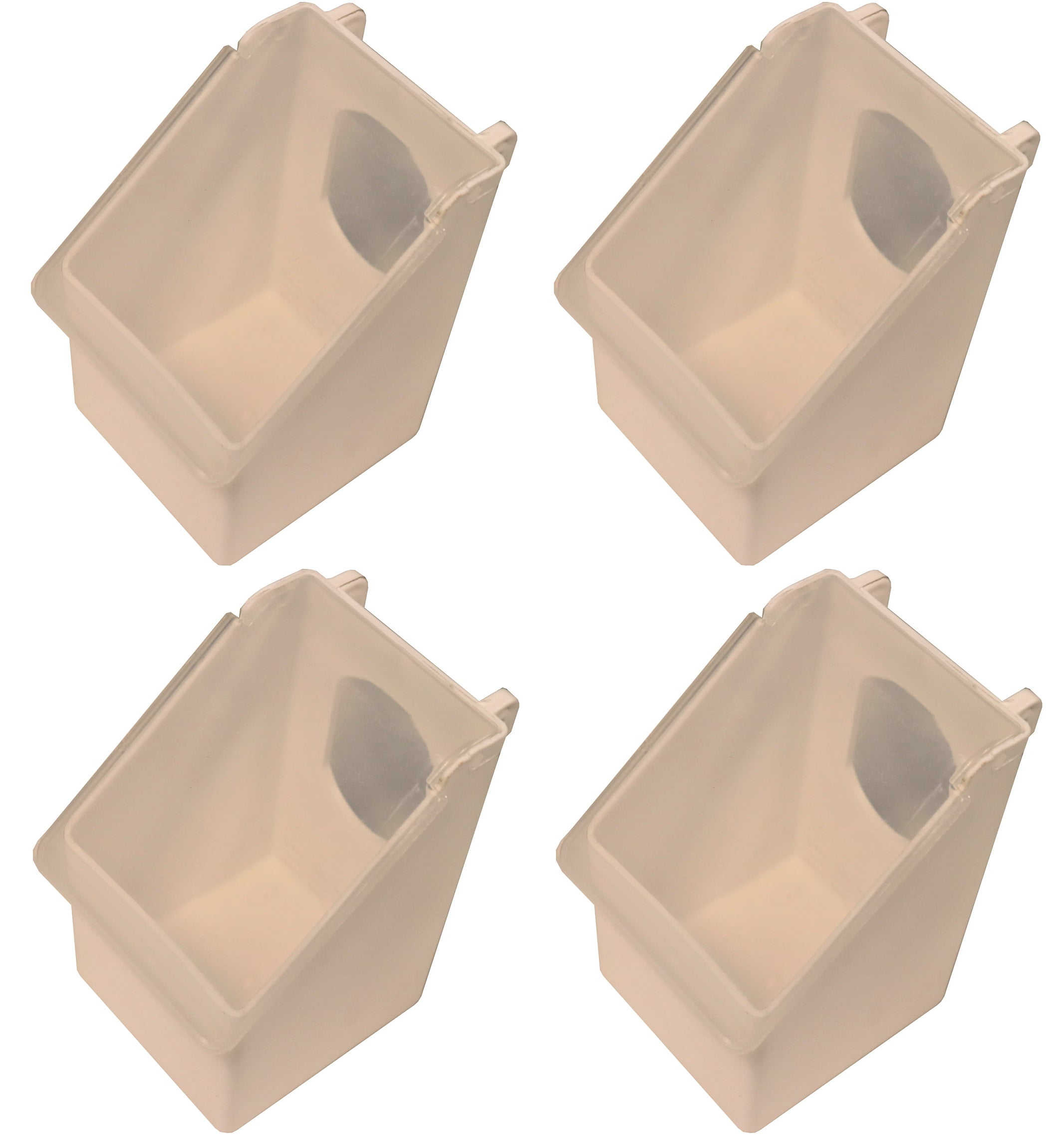 4 PACK OF 1 HOLE PLASTIC QUAIL PIGEON DOVE BIRD OUTSIDE OF CAGE MOUNT FEEDERS