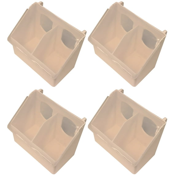 4 PACK OF 2 HOLE PLASTIC QUAIL PIGEON DOVE BIRD OUTSIDE OF CAGE MOUNT FEEDERS
