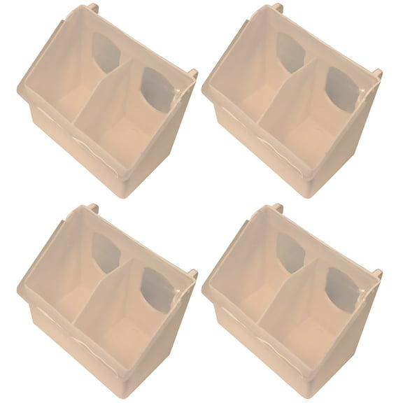 4 PACK OF 2 HOLE PLASTIC QUAIL PIGEON DOVE BIRD OUTSIDE OF CAGE MOUNT FEEDERS