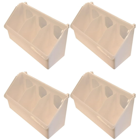 4 PACK OF 3 HOLE PLASTIC QUAIL PIGEON DOVE BIRD OUTSIDE OF CAGE MOUNT FEEDERS