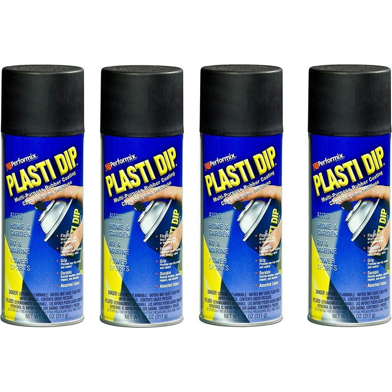 4 Pack Plasti Dip Mulit-purpose Rubber Coating Spray Black 11oz Aerosol, Size: 11 fl oz Pack of 4