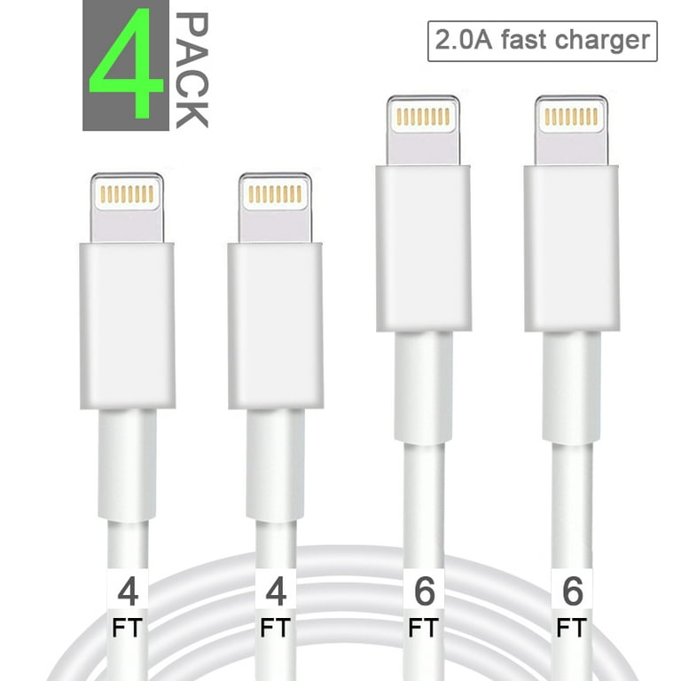 mirar televisión Picotear esquema 4 PACK Phone Charger Lightning Cable Data& Sync Cable Cord Compatible with  iPhone X Case/8/8 Plus/7/7 Plus/6/6s Plus/5s/5,iPad Mini - Walmart.com