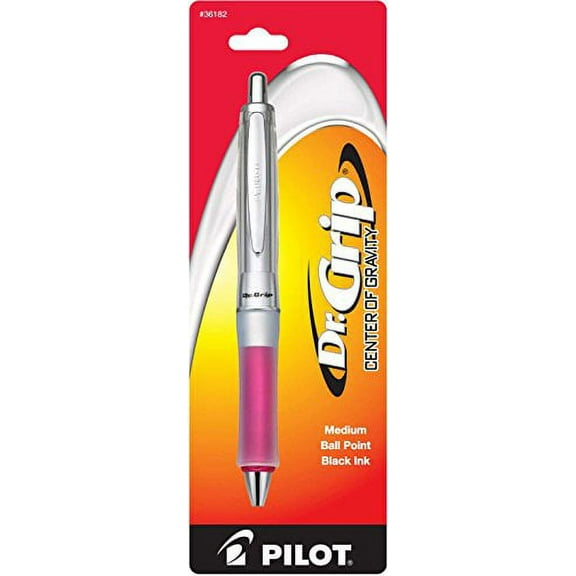 4 PACK Pilot Grip Center Gravity Retractable Ballpoint Pen Med Pt Black (36182)