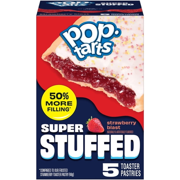4 PACK Pop-Tarts Super Stuffed Strawberry Blast Toaster Pastries, 50% More Filling, Shelf-Stable, 10.9 oz (5 Count)