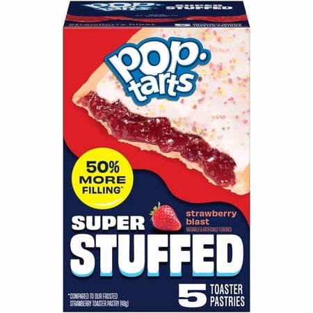 4 PACK Pop-Tarts Super Stuffed Strawberry Blast Toaster Pastries, 50% More Filling, Shelf-Stable, 10.9 oz (5 Count)