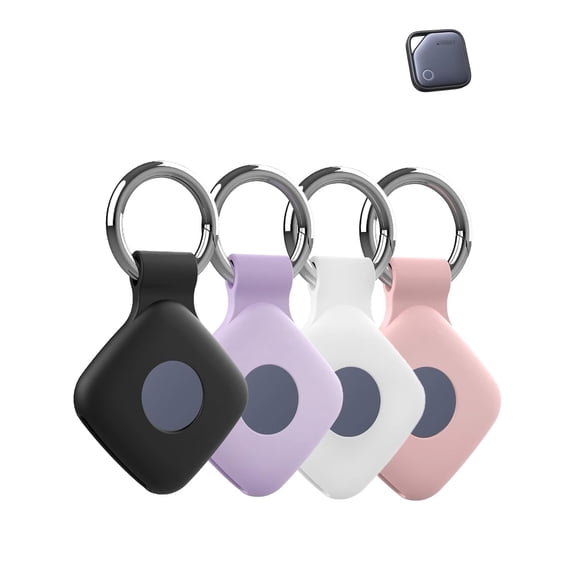 4 PACK Premium Silicone Case for UGREEN Tracker Tags, Scratch Resistant Protective Sleeve Anti-Scratch Shockproof Cover for UGREEN Tracker Tags Accessory (Device Not Included)-Black+White+Pink+Purple