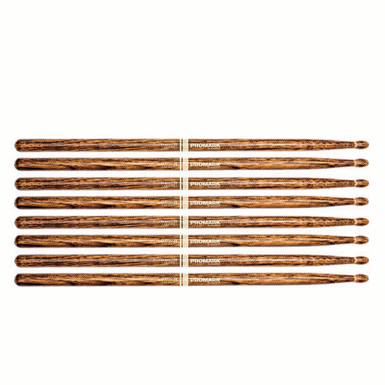 4 PACK Promark TX5BW-FG Classic 5B FireGrain Drumsticks Heat-Tempered Hickory TX5BW-FG-4