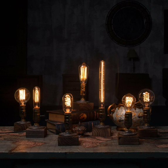 4 PACK Retro Steampunk Desk Table Lamp Counter top Light Office Café Pub Bar