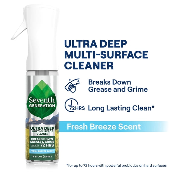 4 PACK Seventh Generation Ultra Deep MultiSurface Cleaner, Fresh Breeze, 9.4 fl oz