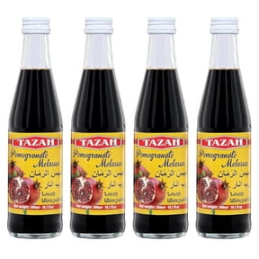 4 PACKTazah Pomegranate Molasses 10 fl oz Bottles Thick, Tangy Syrup for Cooking, Marinades & Dressings