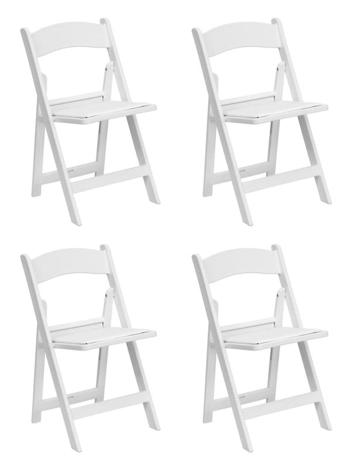 4 PACK White Resin Folding Chair with Black Vinyl Padded Seat - Wedding 4 PACK White Resin Folding Chair with Black Vinyl Padded Seat - Wedding