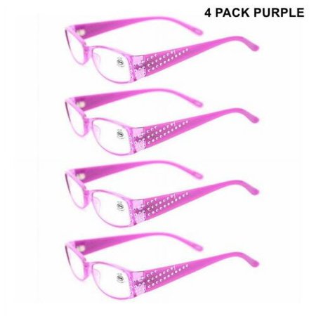 4 PACK Women Fashion Rectangular Readers Reading Glasses