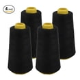 thumbnail image 1 of 4 PACK of 6000 Yard (each) Spools Black Sewing Thread All Purpose 100% Spun Polyester Overlock Cone, 1 of 1