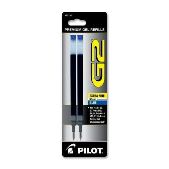 4 PACKS-8 REFILLS: Pilot G2 Gel Ink Refill, 2-Pack for Rolling Ball Pens, Extra Fine Point, Blue Ink (77233)